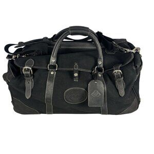 Ghurka Cavalier Rolling Duffle Bag  Black Carry-on Luggage Travel Canvas Leather